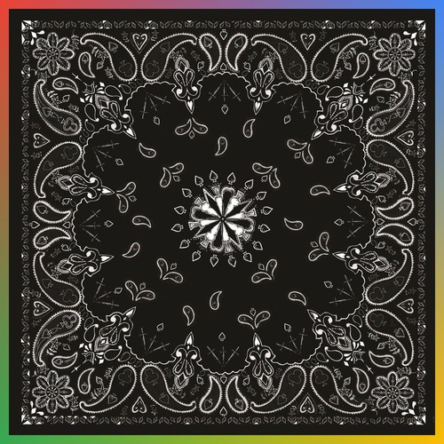 Black paisley cotton - black, bandana