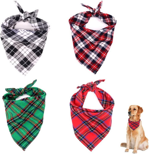 Pcs dog bandana - dog, plaid