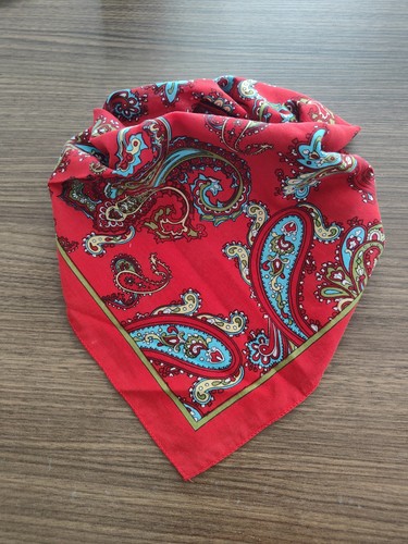 Red paisley cotton bandana - paisley,