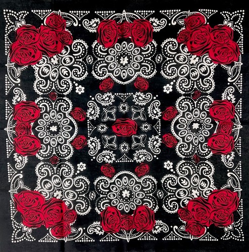 Bandana red rose black - bandana,