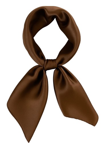 Brown satin scarf 19x19 - brown,