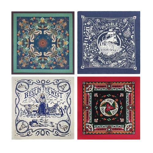 4pack 100 cotton - cotton, bandana